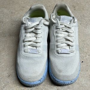 Women's Nike Air Force 1 Low Crater Flyknit White Blue Platinum DC7273-100 sz 7